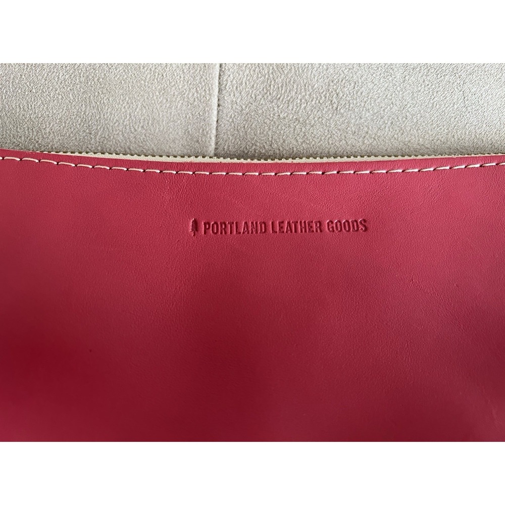 Portland Leather Goods Pink Makeup Bag Zipper Pouch/Case 10" x 4.5" EUC - Picture 2 of 7